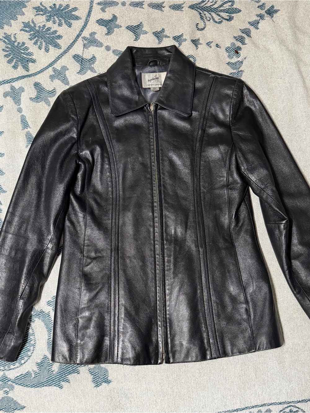Jacqueline Ferrar Black Leather Zip-Front Jacket